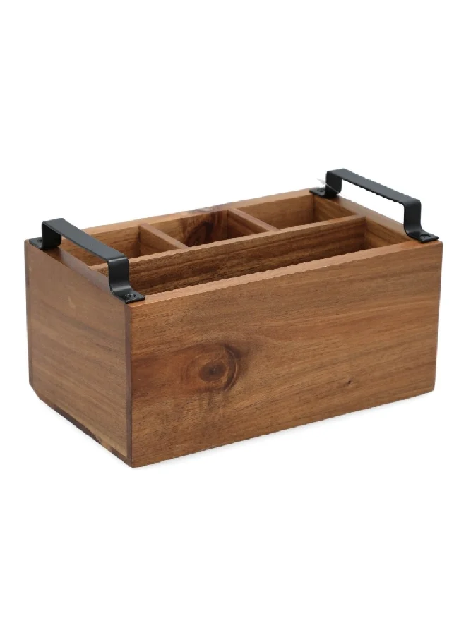 Bien Servi High Quality Acacia Countertop Utensils Holder Box with Handle Brown 14 x 16 x 26 cm CT03926AM16